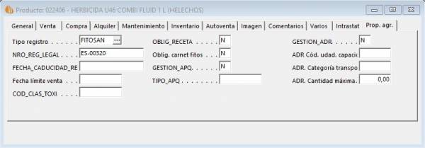 Configuración producto