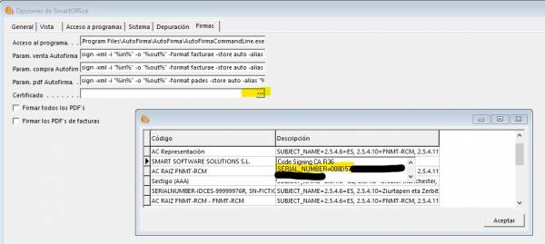 Nro. de serie certificado