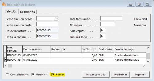Factura firmar