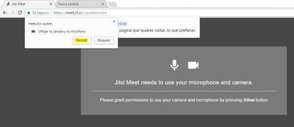Chrome permitir uso audio/video