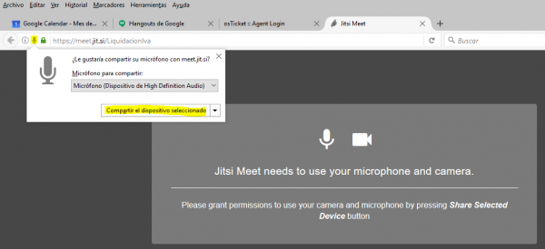 Firefox permitir uso audio