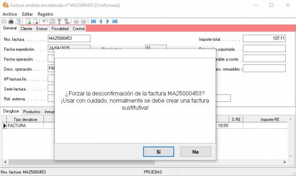 Forzar desconfirmación