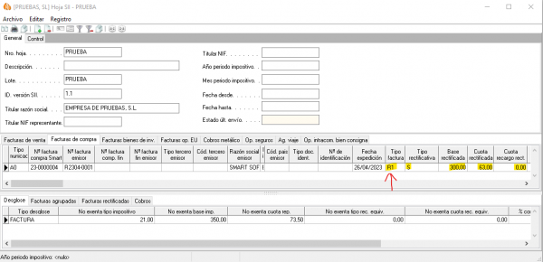 Factura compra sustitución
