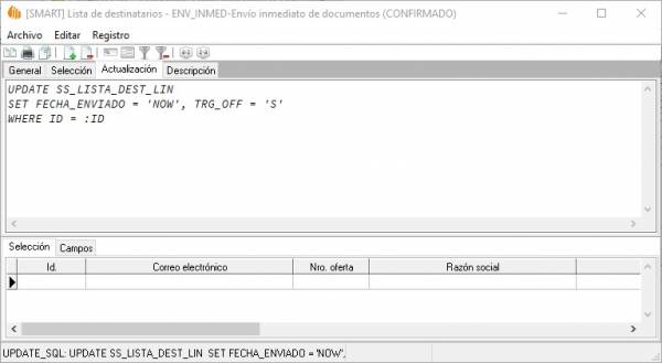 Lista dest. dinámica actualización