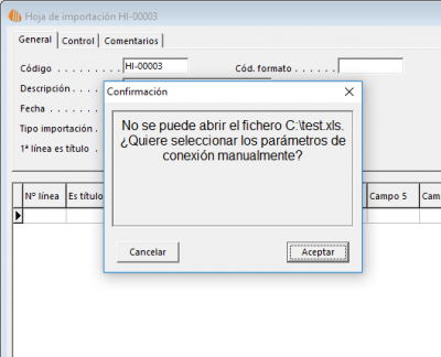 Error importar Excel
