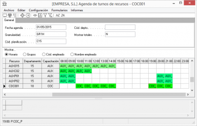 Borrar franja horaria