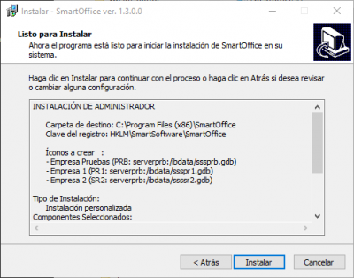 Resumen de instalación Resumen de instalación