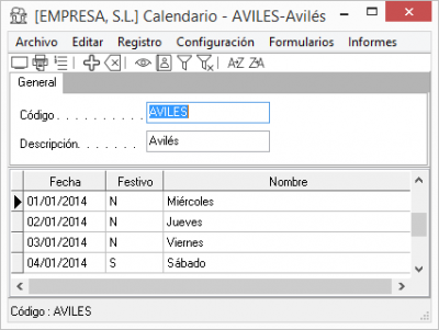 Calendarios de festivos Calendarios de festivos