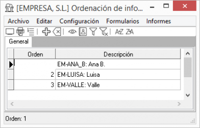 Ordenación calendario mensual Ordenación calendario mensual