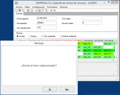 Borrar turno 1 Borrar turno 1