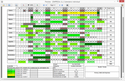 Calendario individual Calendario individual