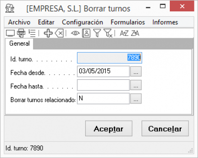 Borrar turno 2 Borrar turno 2