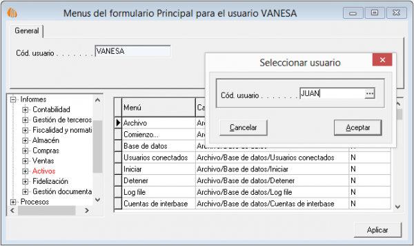 Copiar menús ocultos entre usuarios Copiar menús ocultos entre usuarios