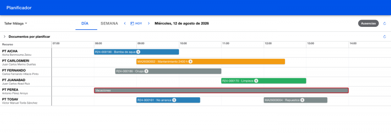 Una ausencia superpuesta al calendario de trabajo Una ausencia superpuesta al calendario de trabajo